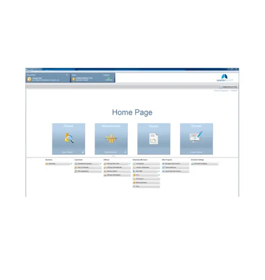 SentrySuite software solution data interface homepage.