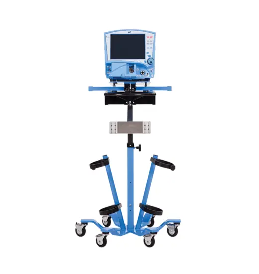 full-function invasive and noninvasive VELA ventilator mounted on a cart.